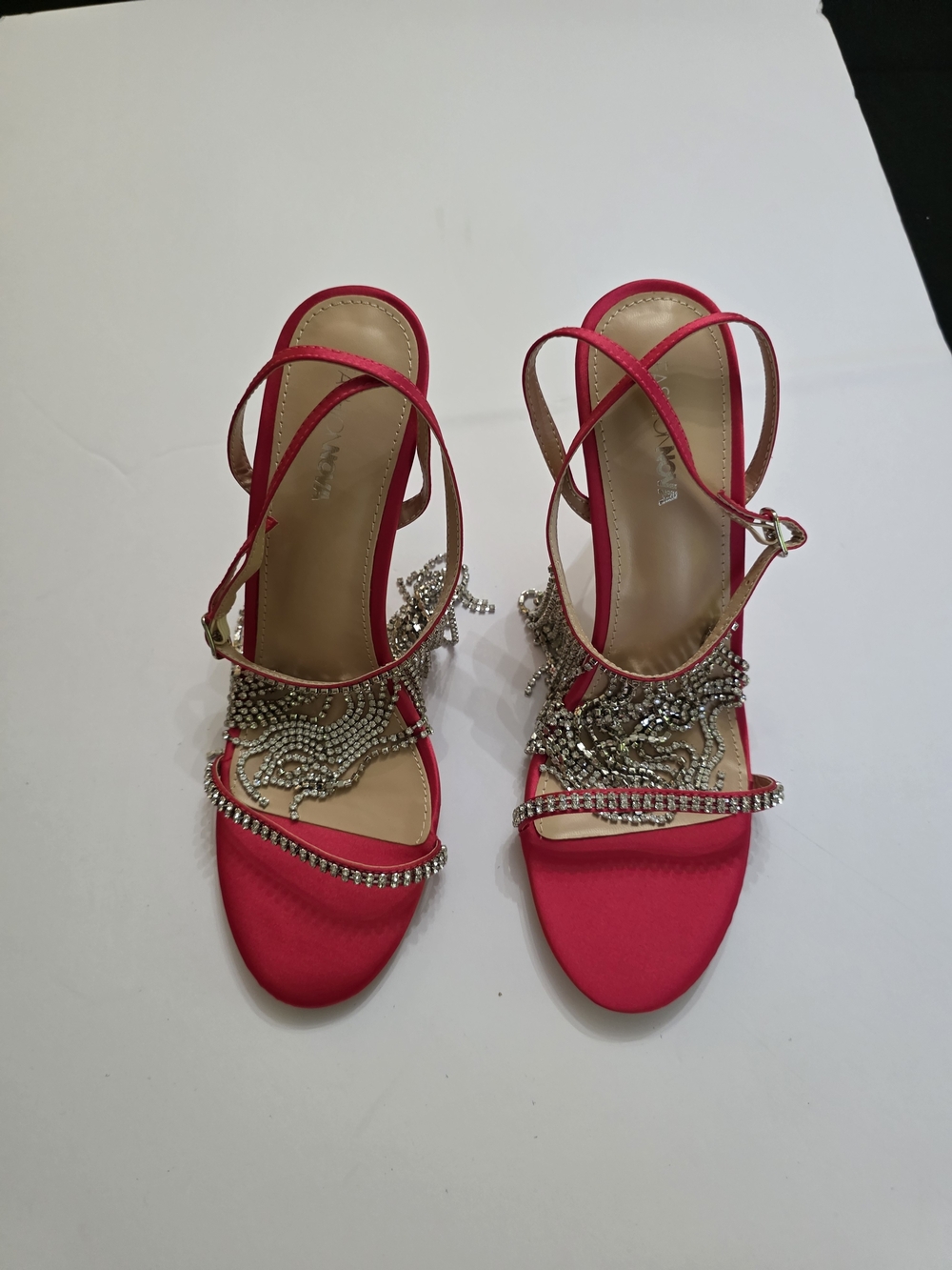 Fashion Nova Hot Pink Crystal Embellished Strappy Heels